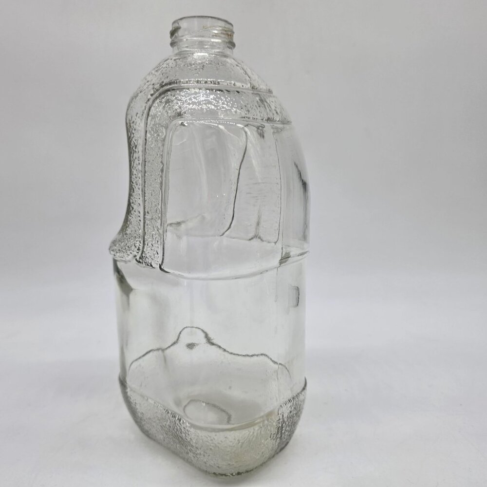 Clear Embossed Glass Jug With Handle Milk Glass Bottle Shape 10" - Picture 2 of 9